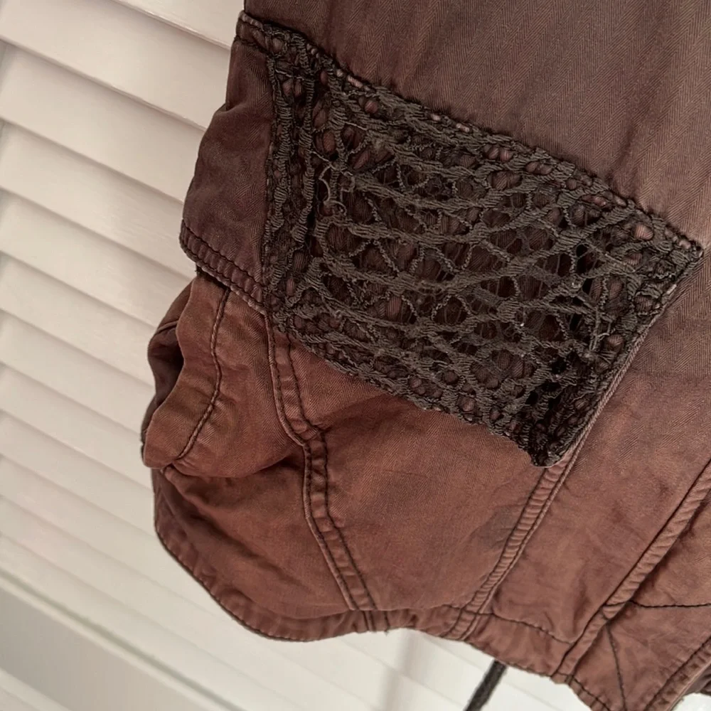 Hei Hei by Anthropologie Faroe Anorak crochet lace trimmed military jacket
